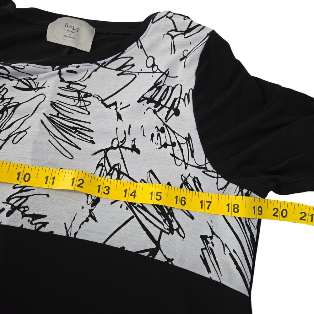 Chalet et Ceci Black White Dress Size S Abstract Asymmetrical Artsy Lagenlook - Picture 11 of 12